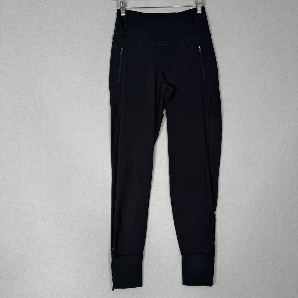 Lululemon Womens Pants 2 Black Zip Ankle 2 Pockets Jogger Activewear Running